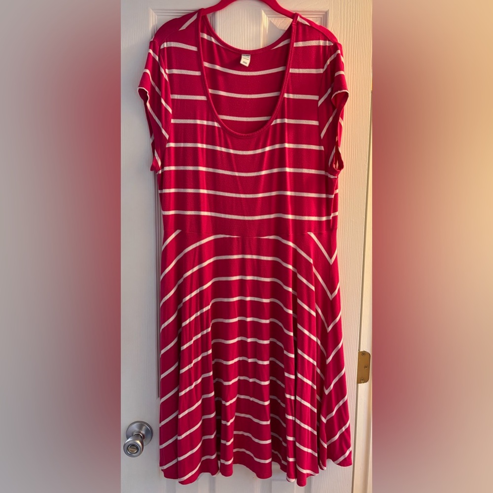 Old Navy Pink and White Striped Dress XL